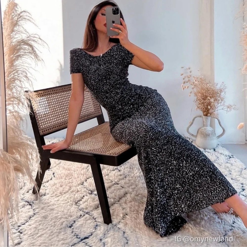 ZARA NWT LIMITED EDITION SEQUIN KNIT DRESS - BLACK - Picture 2 of 13